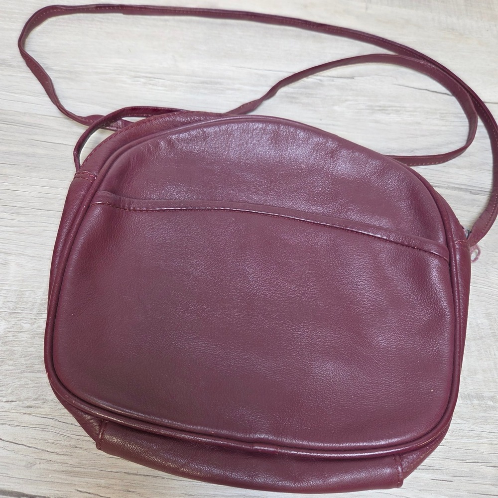 Carlos D'Santi Burgundy Genuine Leather Round Crossbody Shoulder Vintage India